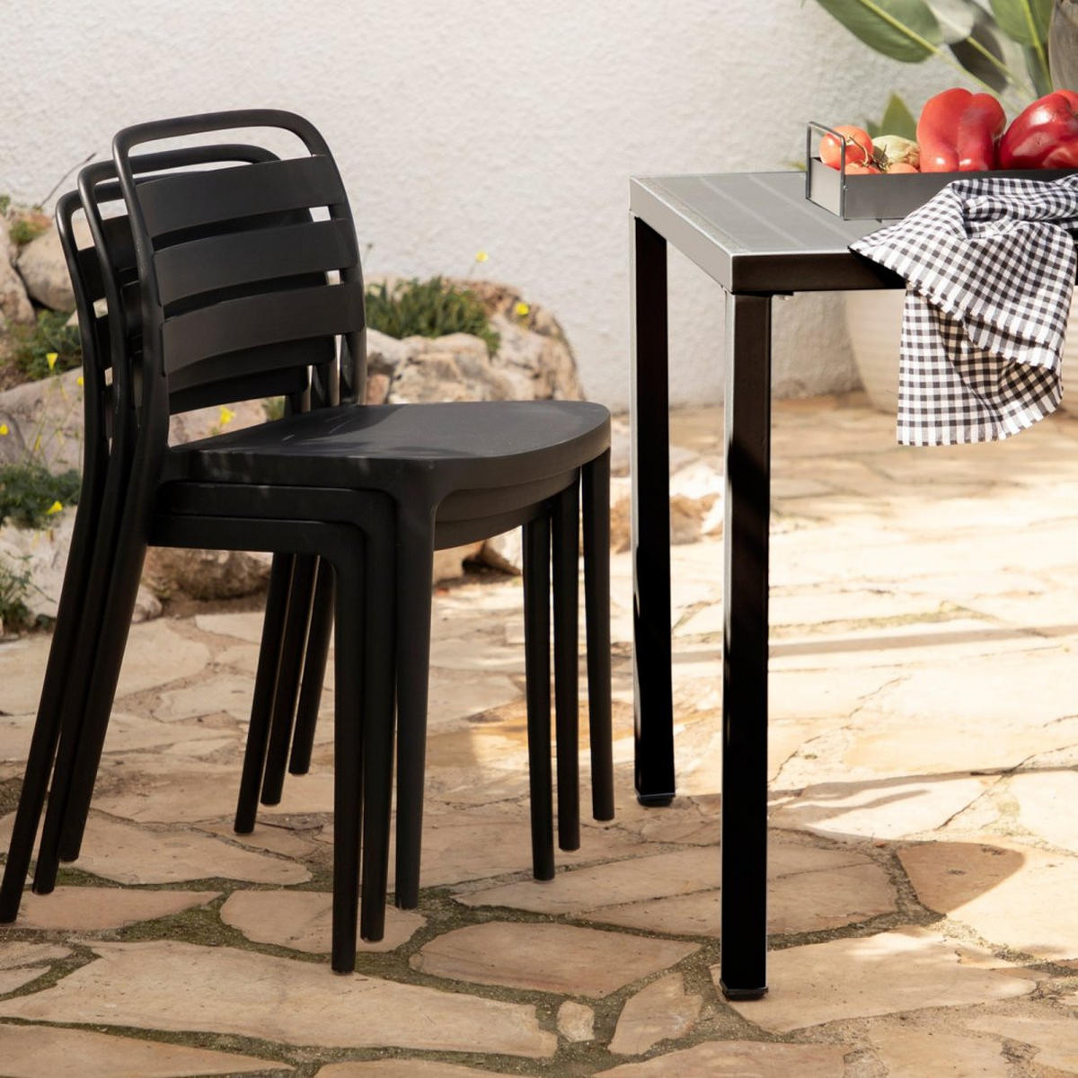 STUHL FÜR DRAUSSEN Zira Grau 42 cm x 80 cm - Grau, Kunststoff (42/80/52cm)