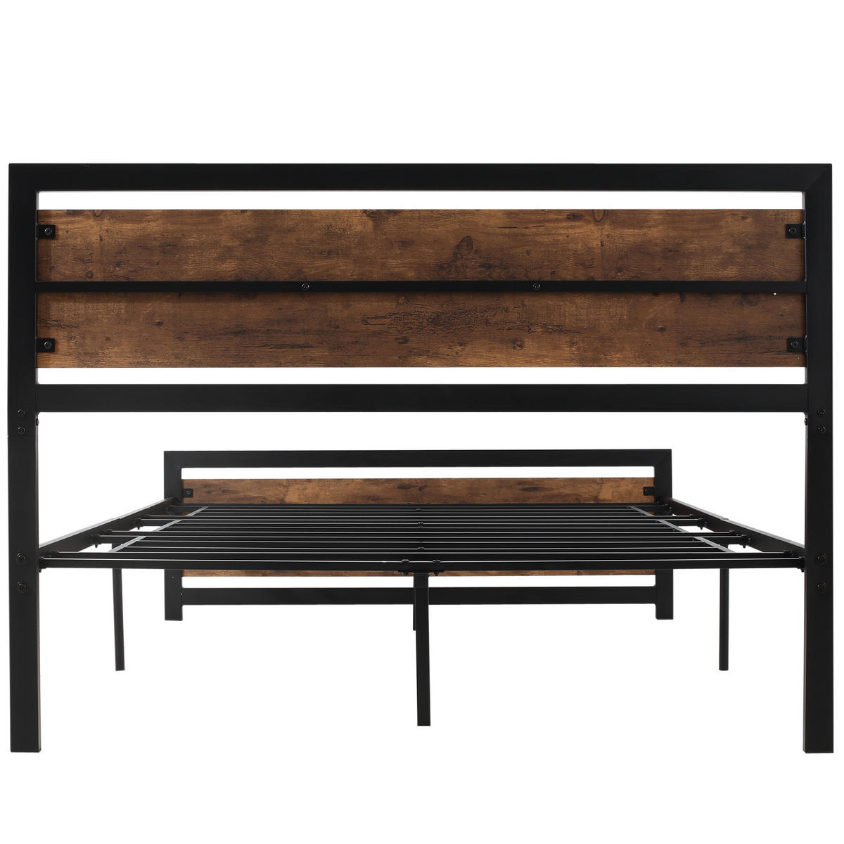 BETT 140x190 cm DE-14645 mit Kopf- & Fußteil aus Stahl Dunkelholz - Braun, Metall (140/190cm) - ComfortXL