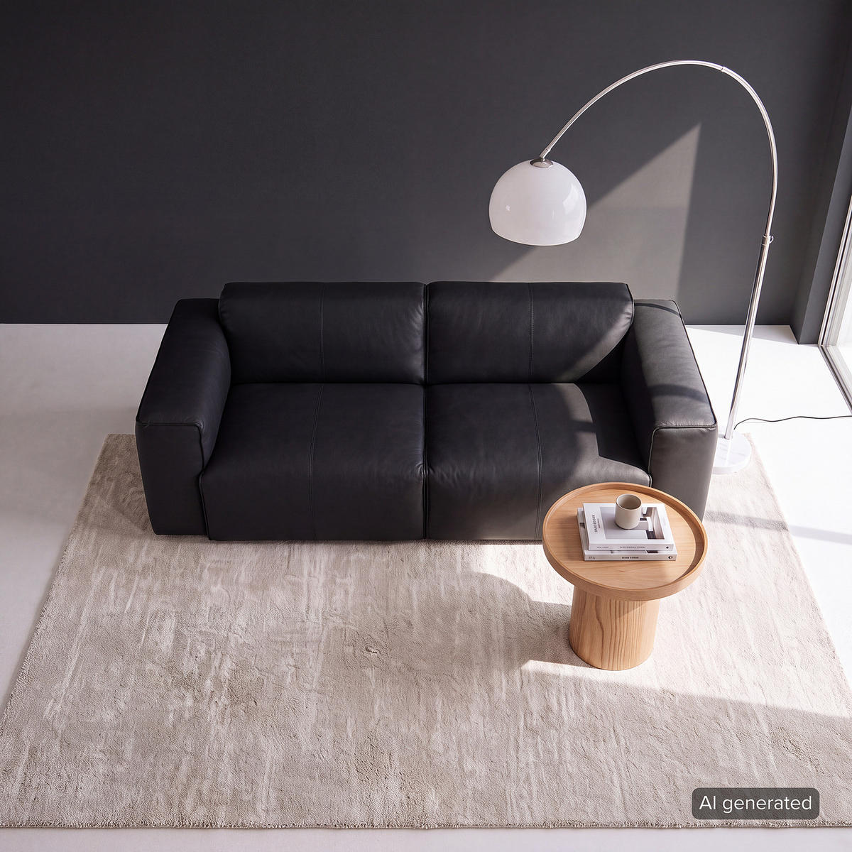 2-SITZER SOFA - Schwarz, Leder/Kunststoff (220/71/102cm) - home24