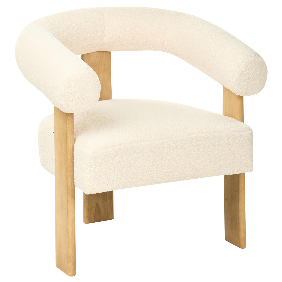 SOFA-SET Bouclé Cremeweiß/Hellbraun Ilbro - Creme/Weiß, Textil (138/76/68cm) - Beliani