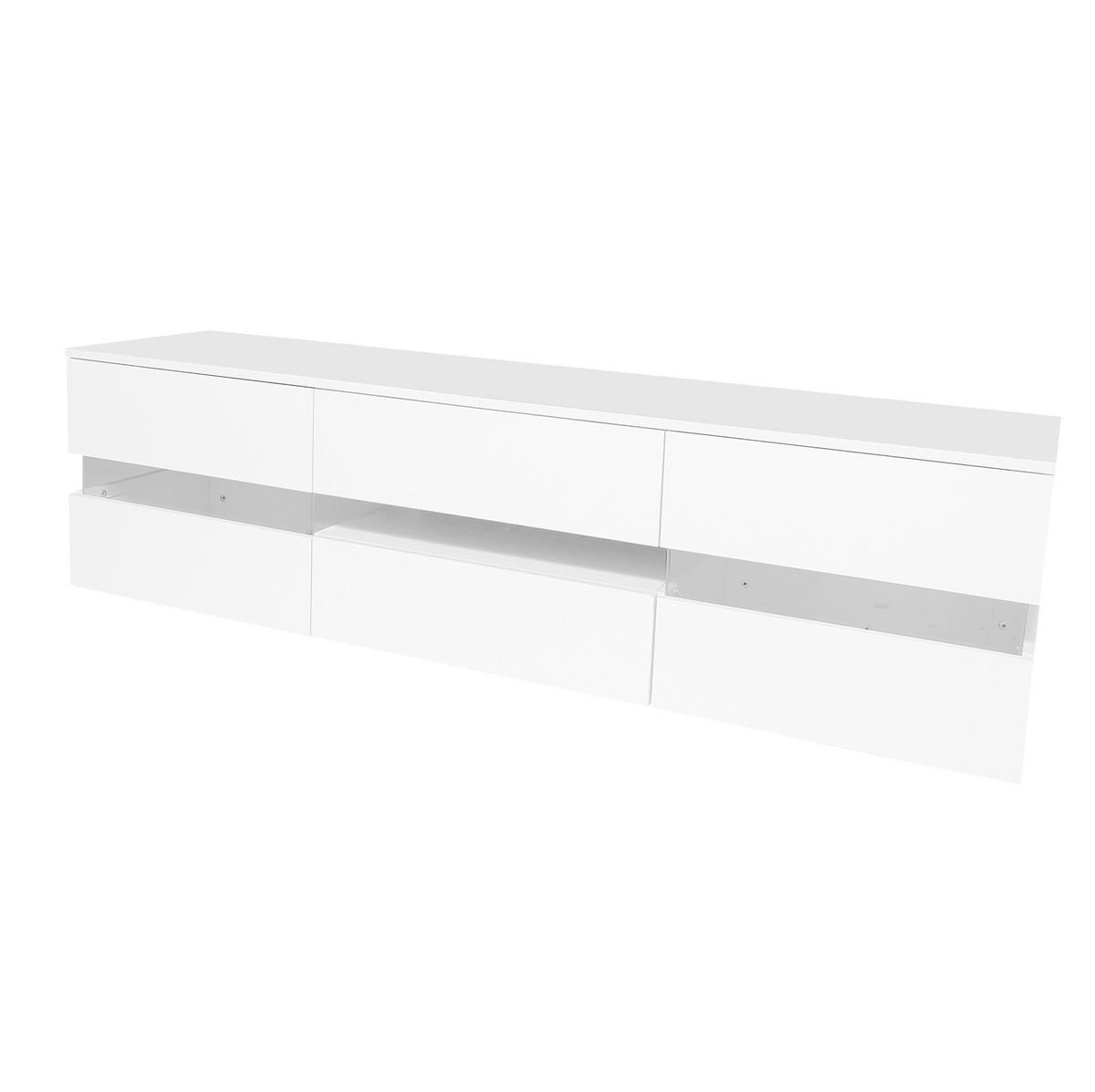 TV-LOWBOARD 160/39/45 cm mit LED-Beleuchtung und Push-to-Open - Weiß, Holzwerkstoff (160/45/39cm) - BEAOK