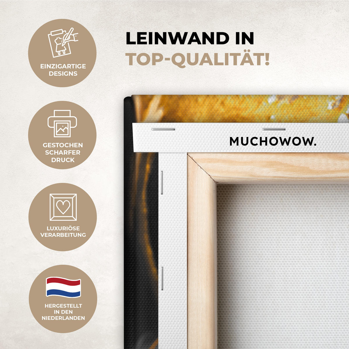 LEINWANDBILD Frau - Schwarz - Gold - Gesicht - Lippen Wandbild Wohnzimmer 60x80 cm - Goldfarben, Textil (60/80cm) - MuchoWow