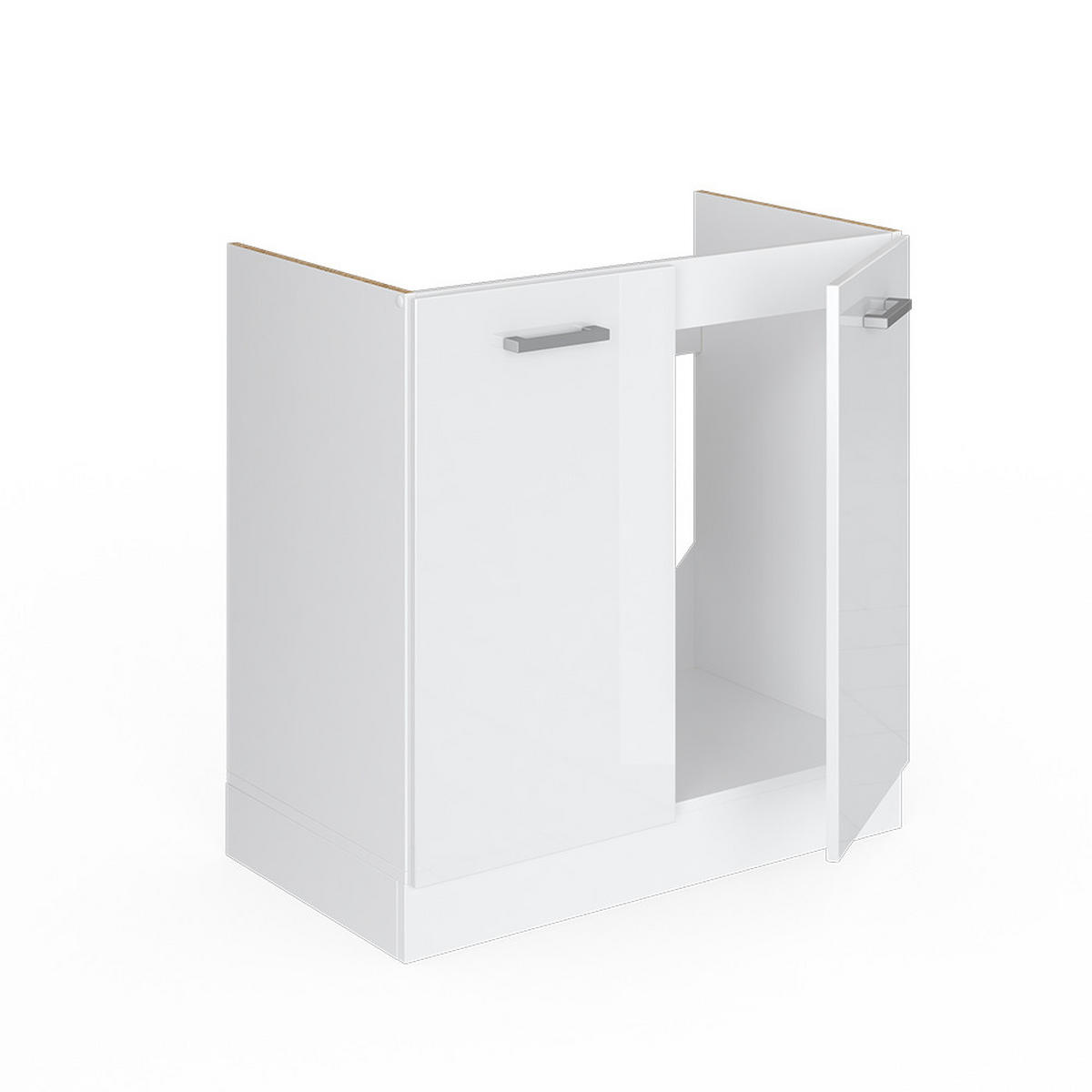 SPÜLENUNTERSCHRANK R-Line Weiß Hochglanz 80 cm ohne AP - Weiß Hochglanz/Weiß, Holzwerkstoff (80/81.6/46cm) - Vicco