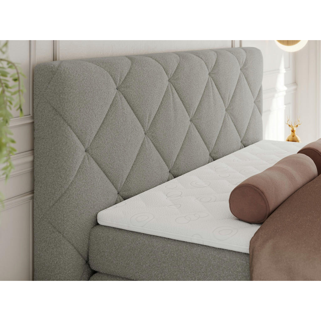 Thumbnail - Xxxl Boxbett, Hellgrau, Textil, 2-Sitzer, H4, Rechteckig, 180x200 cm, Oeko-Tex®, Schlafzimmer, Betten, Boxspringbetten
