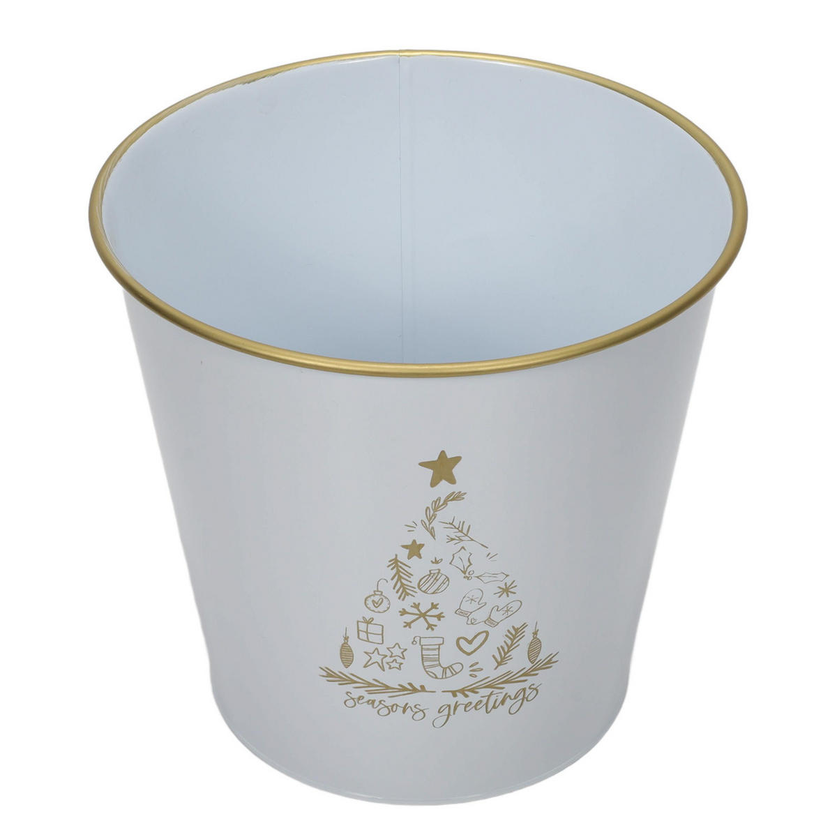 METALLEIMER für Weihnachten 29/29/30,5 cm - Weiß, Metall (29/30.5/29cm) - Home Styling Collection