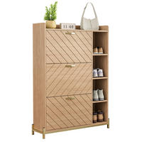 SCHUHSCHRANK mit Klapptüren 90 x 24 x 119 cm MDF Natural - Naturfarben, Holz (24/119/90cm) - Beauniv