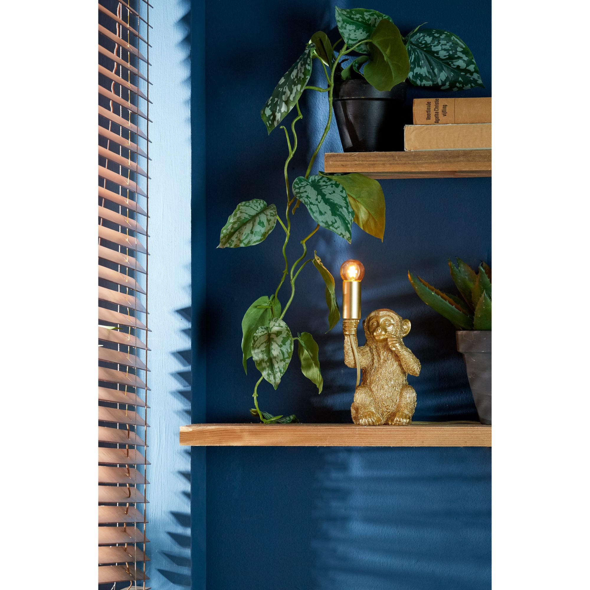 TISCHLAMPE Affe Gold 13/12,5/23,5 cm - Goldfarben, Kunststoff (13/12.5/23.5cm) - Light & Living