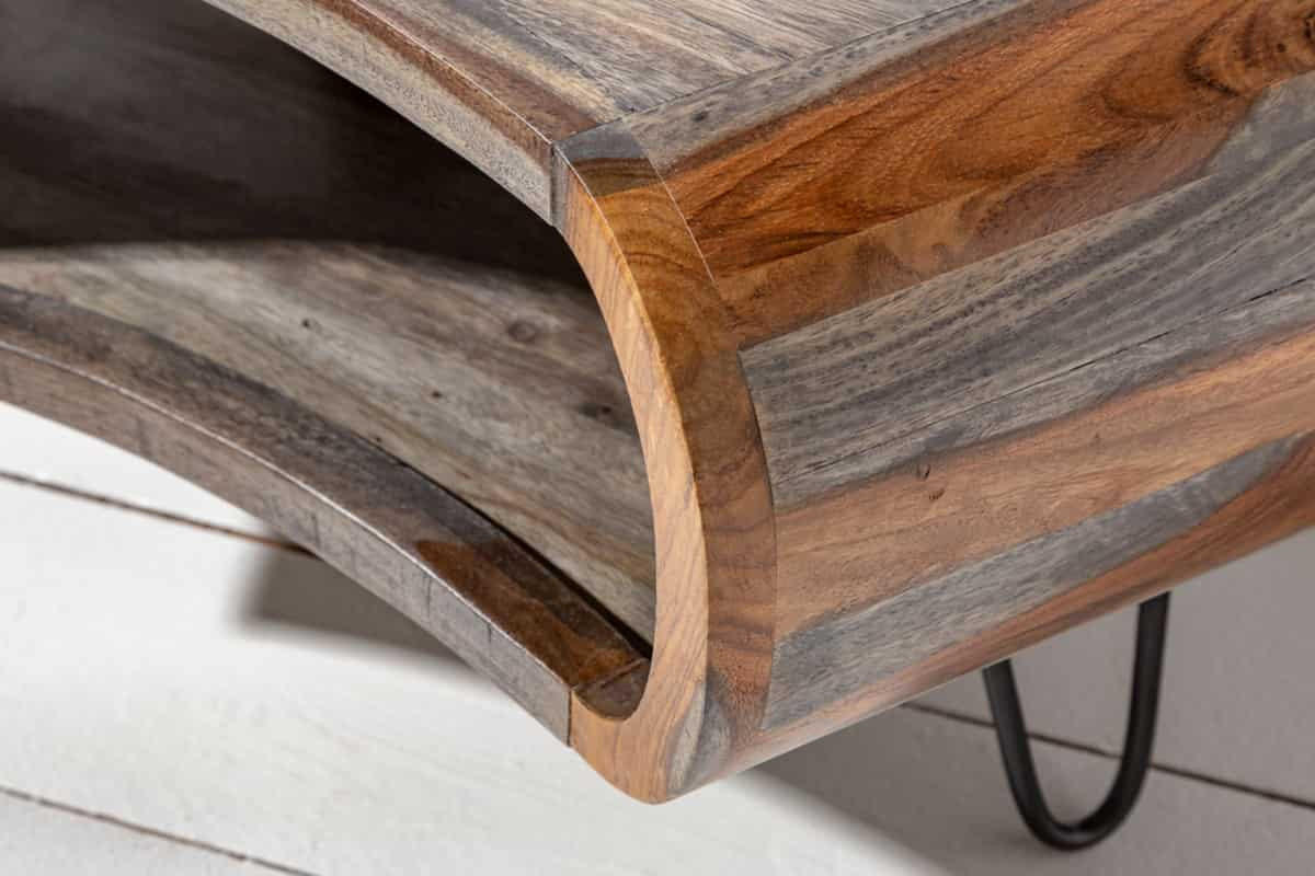 COUCHTISCH ORGANIC LIVING Sheesham rechteckig Grau|Natur|Braun 80cm - Schwarz/Braun, Holz/Metall (70/80/38cm) - riess-ambiente