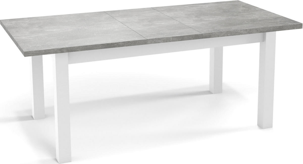 ESSTISCH Molly rechteckig ausziehbar, Grauer Beton 120-160/67/75 cm - Hellgrau/Weiß, Holz/Holzwerkstoff (67/160/75cm) - WFL GROUP