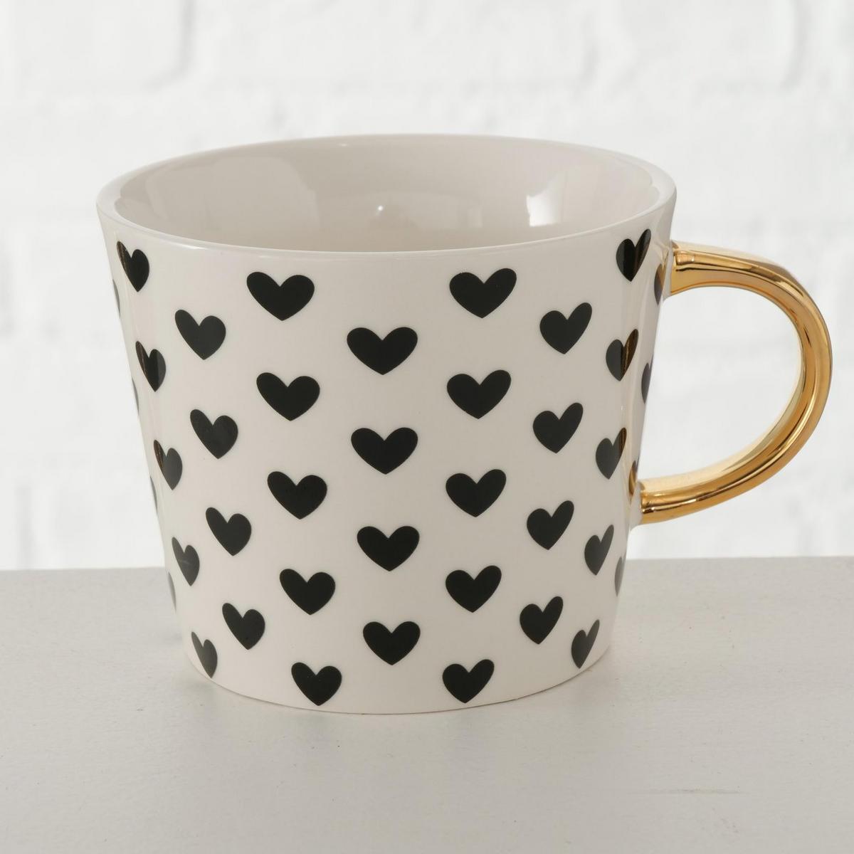 TASSE aus Porzellan mit goldenem Griff Fayette Muster 1 10/13/8 cm - Weiß, Keramik (0.31L) - Boltze Home
