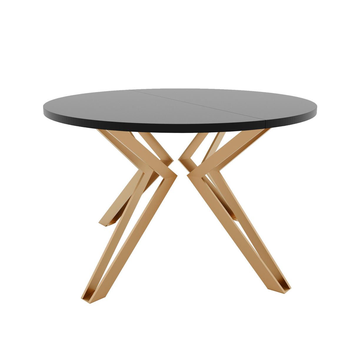 ESSTISCH ausziehbar aus MDF, Schwarz - Goldfarben/Schwarz, Holzwerkstoff (120/120/76cm) - Idohome