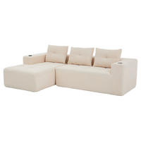 ECKSOFA 258 cm mit Becherhaltern, tiefer Sitzfläche und Polyesterbezug, Beige - Beige, Textil (258/163cm) - Redom