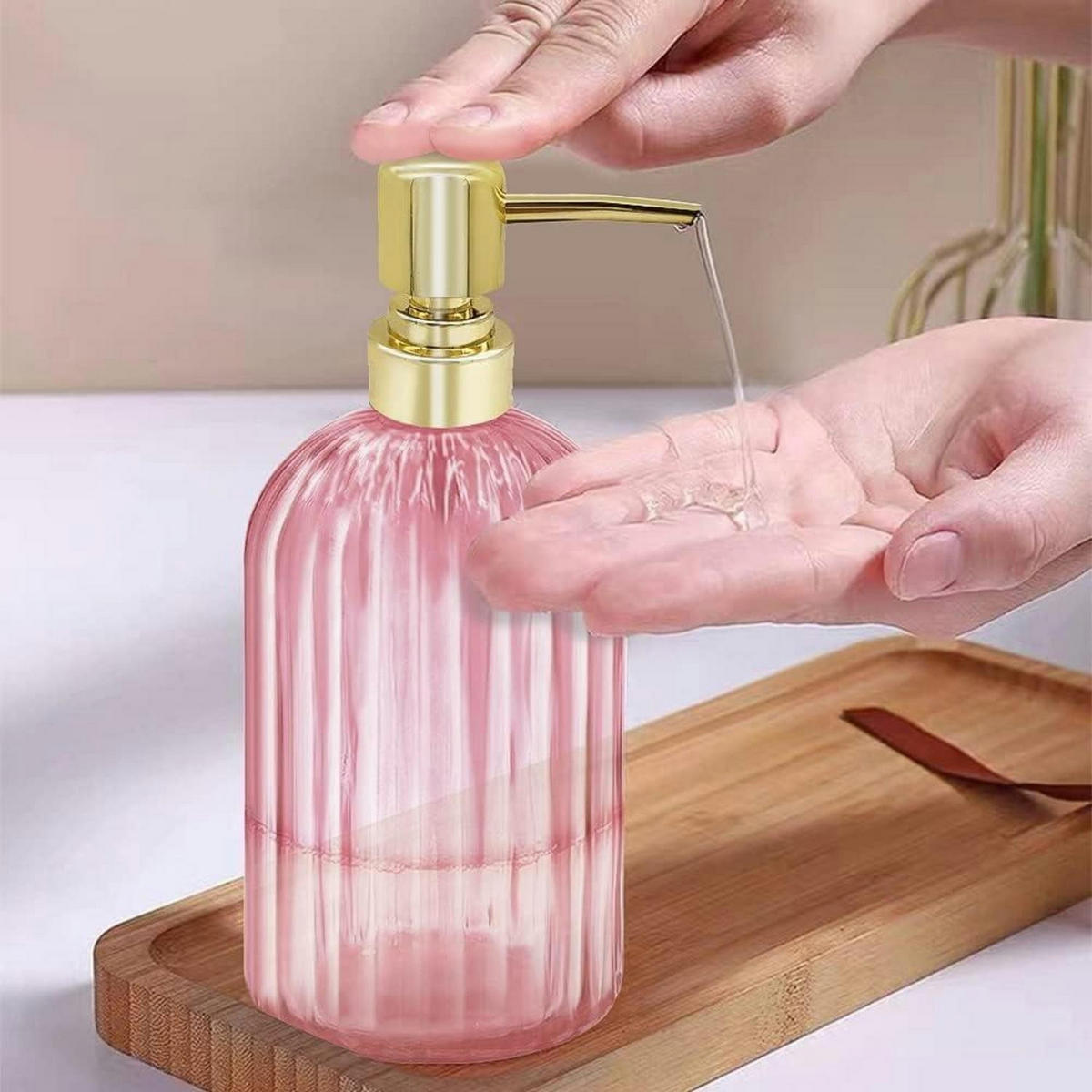SEIFENSPENDER 2er Pack Glas Rosa - Rosa, Glas (7.6/19/6.6cm)
