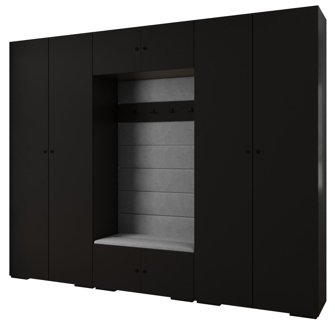 Abiks Möbel Garderoben-Set Schwarz, Grau, Schwarz 300x236.7x47 cm