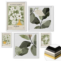 WANDBILDER 5er-Set - 50x50 cm & 20x30 cm & 40x60 cm Weißer Rahmen - Blumenmuster London Dublin - Weiß, Kunststoff (40/60cm) - ArtPrintCave