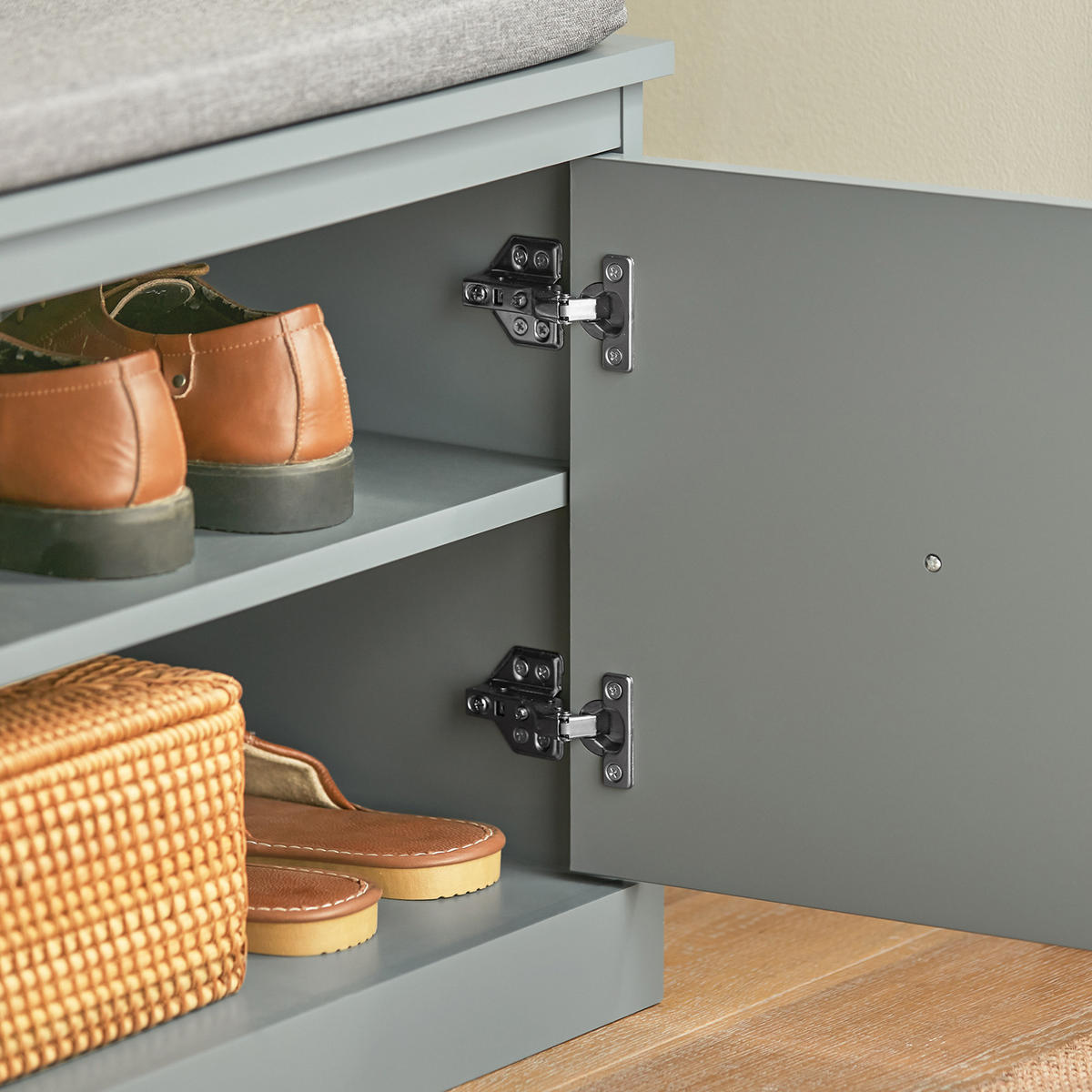 SCHUHBANK Grau - Grau, Holzwerkstoff (100/48/38cm) - SoBuy