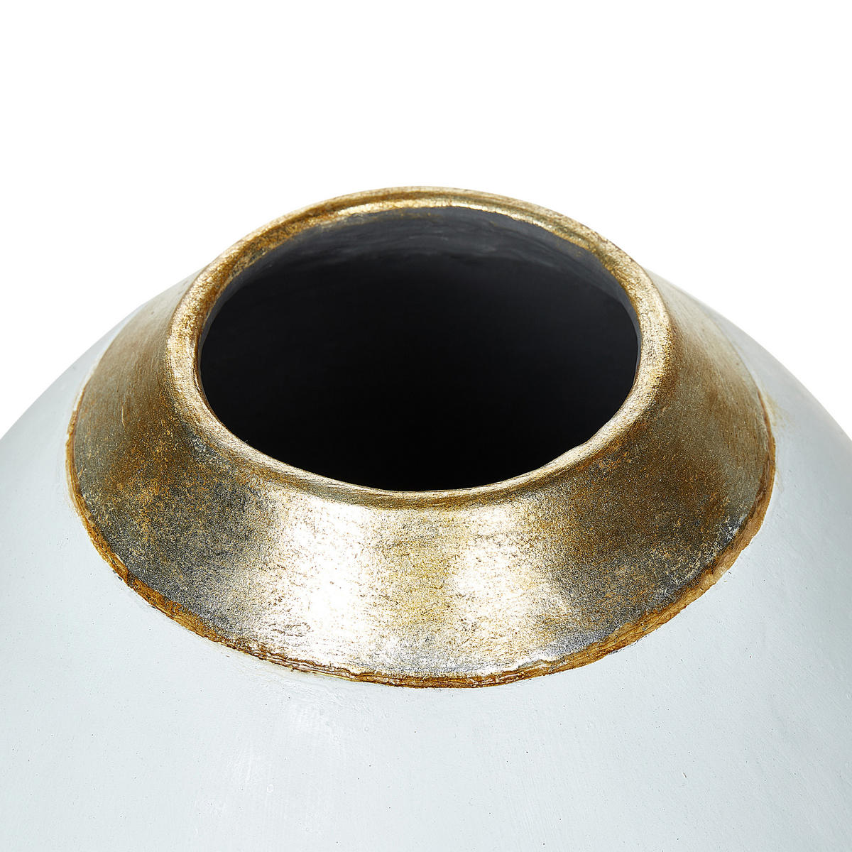 DEKOVASE Terrakotta weiß Lauri - Weiß, Stein (33cm) - Beliani