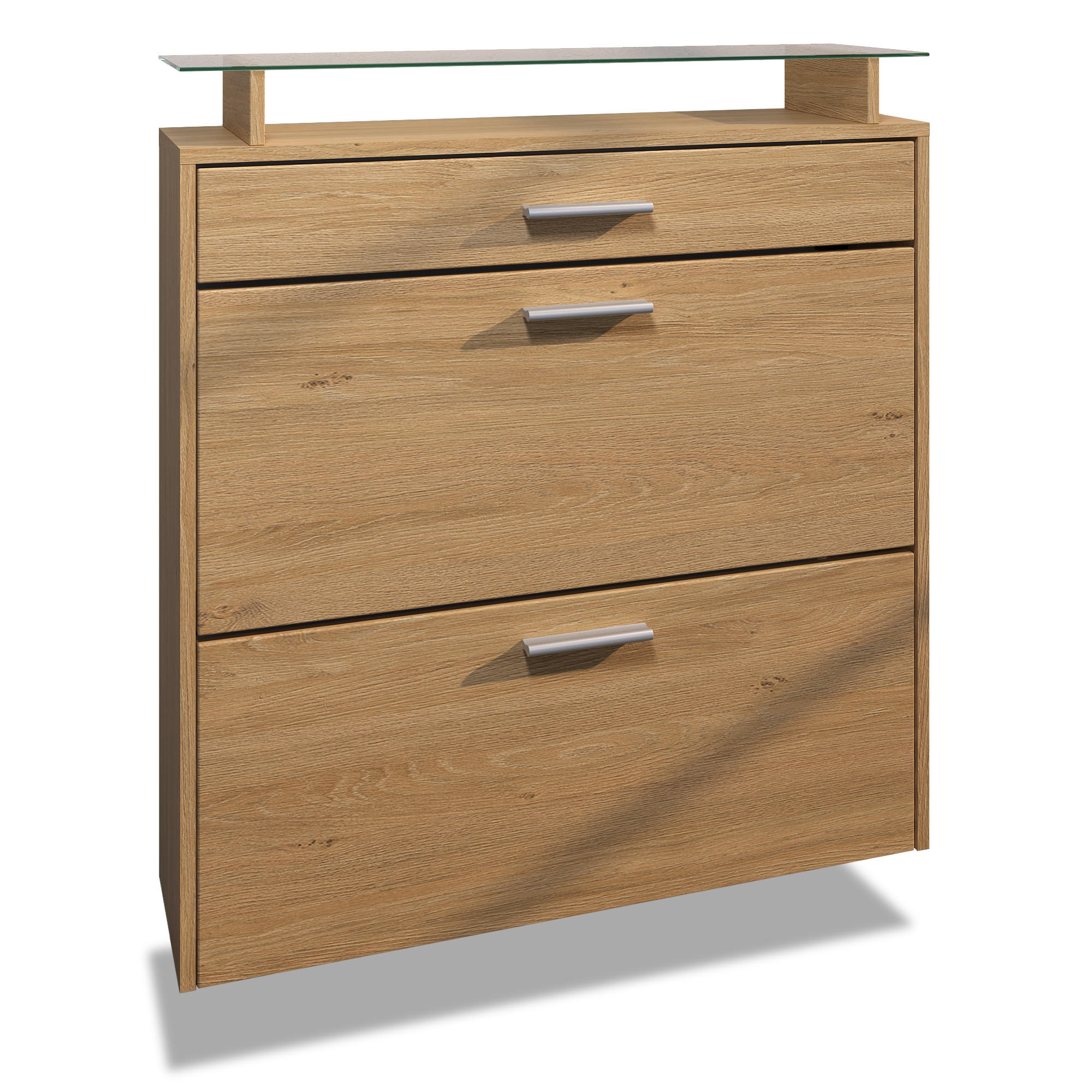 Vladon Schuhschrank Honigeiche 89x95.5x23 cm