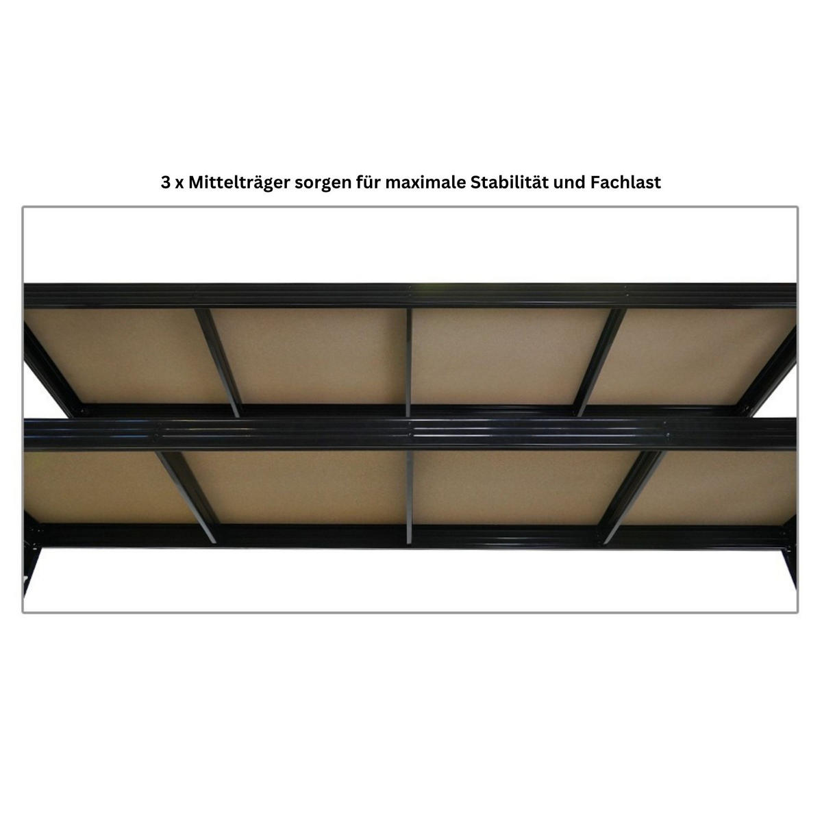 SCHWERLASTREGAL Rhino 2er-Set 200x240x70 cm 5 Spanplatten-Ebenen 8mm Fachlast 450 kg Schwarz - Schwarz, Metall (480/200/70cm) - PROREGAL