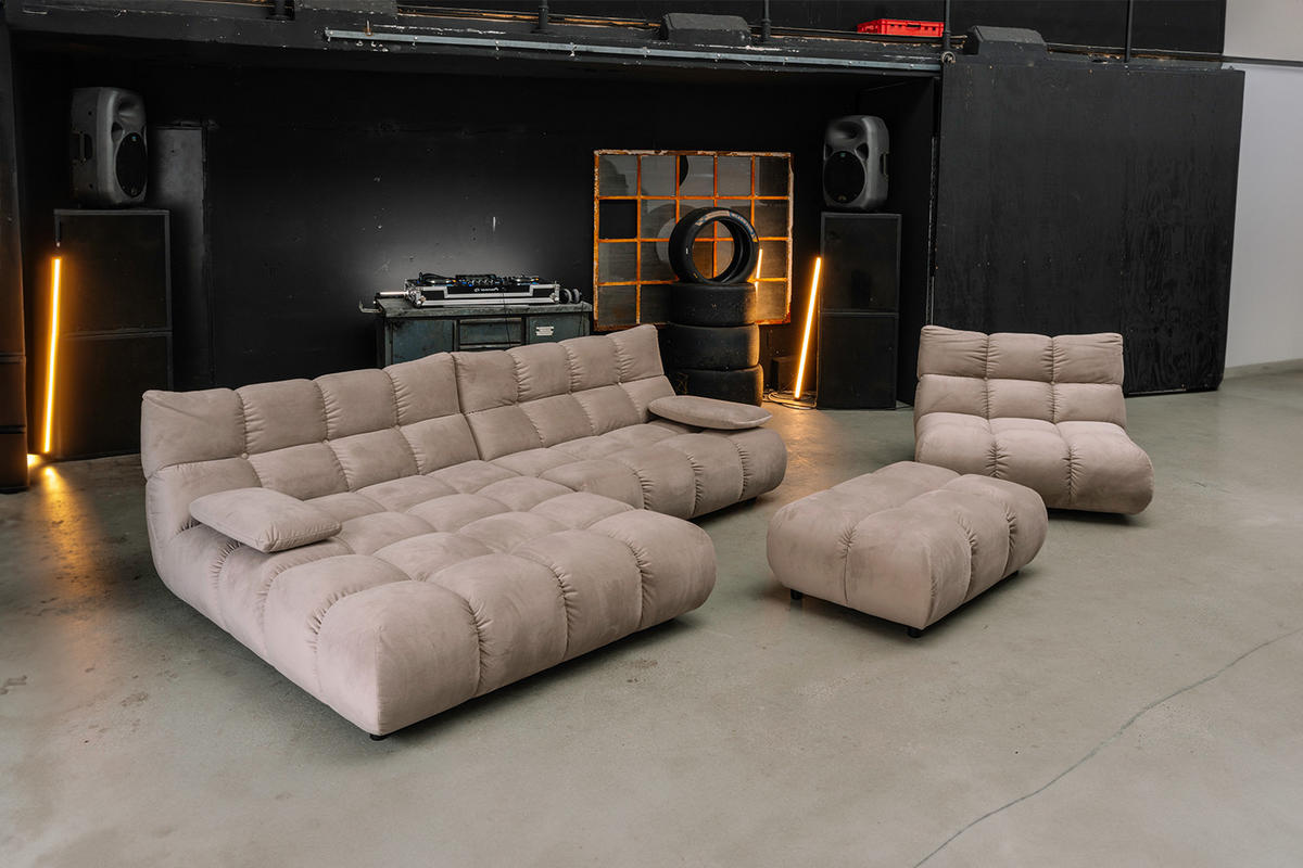 SITZGRUPPE VIVIEN 3ER SET Braun Velvet - Dunkelbraun/Braun, Kunststoff/Textil (510/85/359cm) - KAWOLA