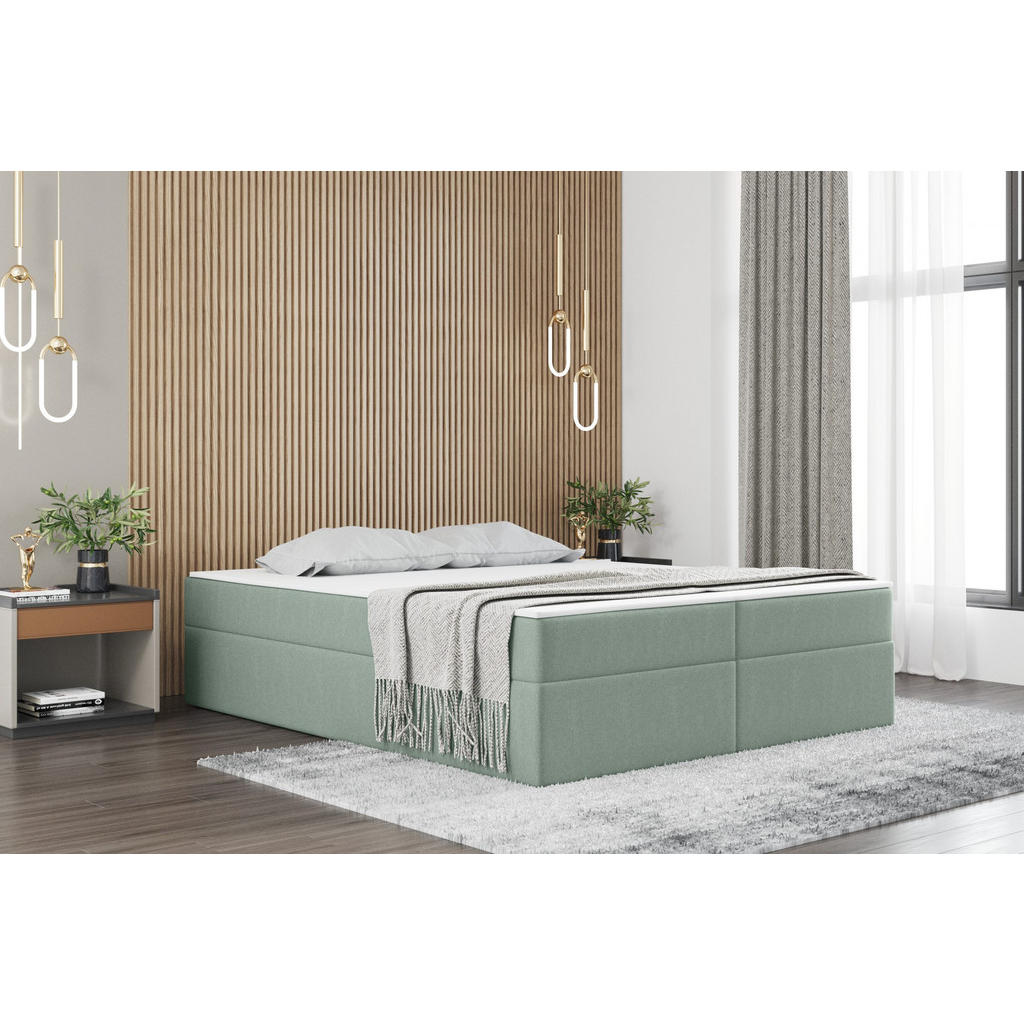 Thumbnail - Kaiser Möbel Boxbett, Hellgrün, Textil, H2, Höhe ca. 20 cm, 140x200 cm, Schlafzimmer, Betten, Boxspringbetten