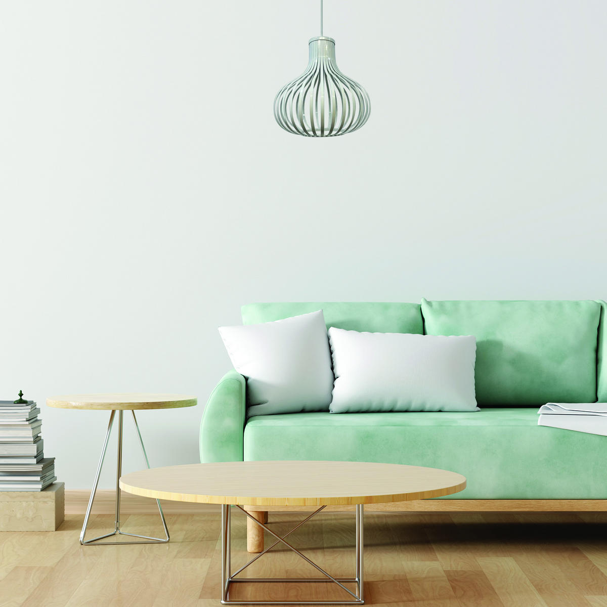 PENDELLEUCHTE Pear 30/35 cm - Weiß Hochglanz/Weiß, Holz/Metall (35/30/35cm) - Bamyum