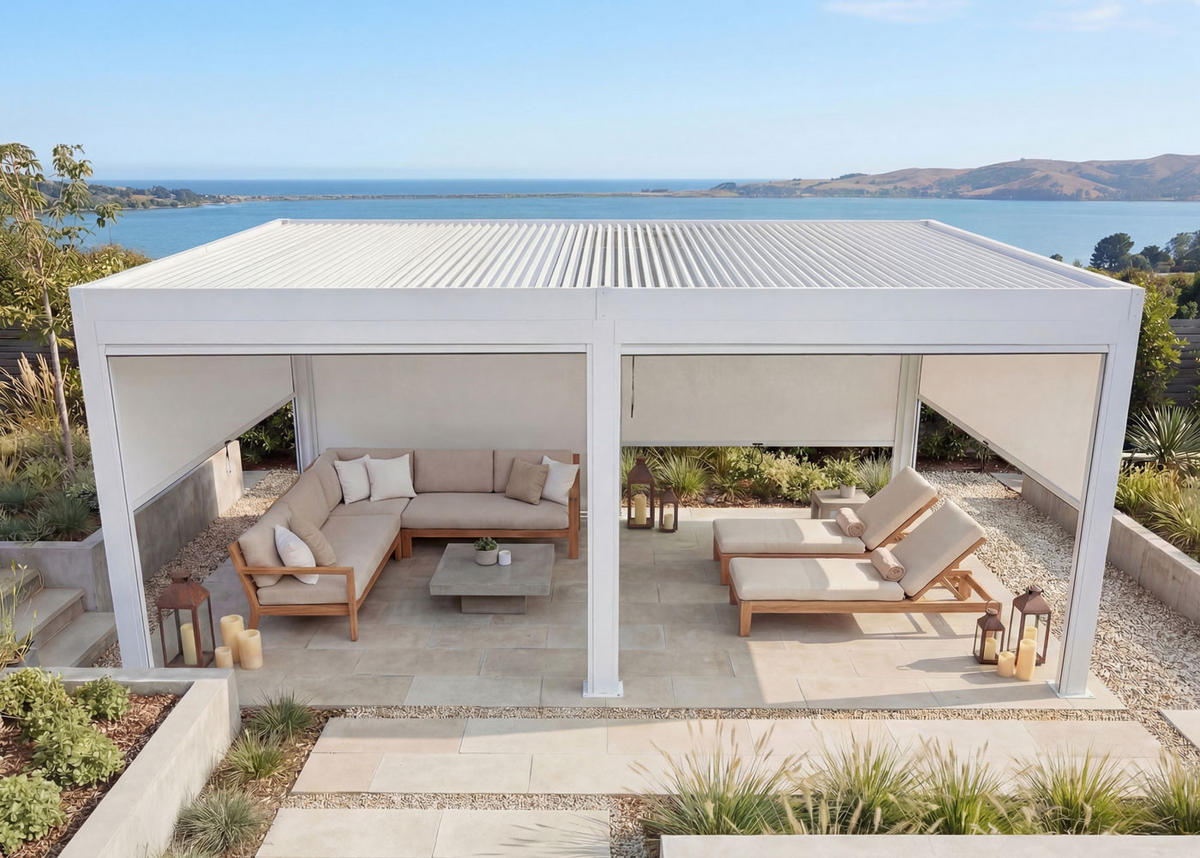 PERGOLA MIT SEITENWAND Weiß - Weiß, Metall (583/220/301cm) - MCW