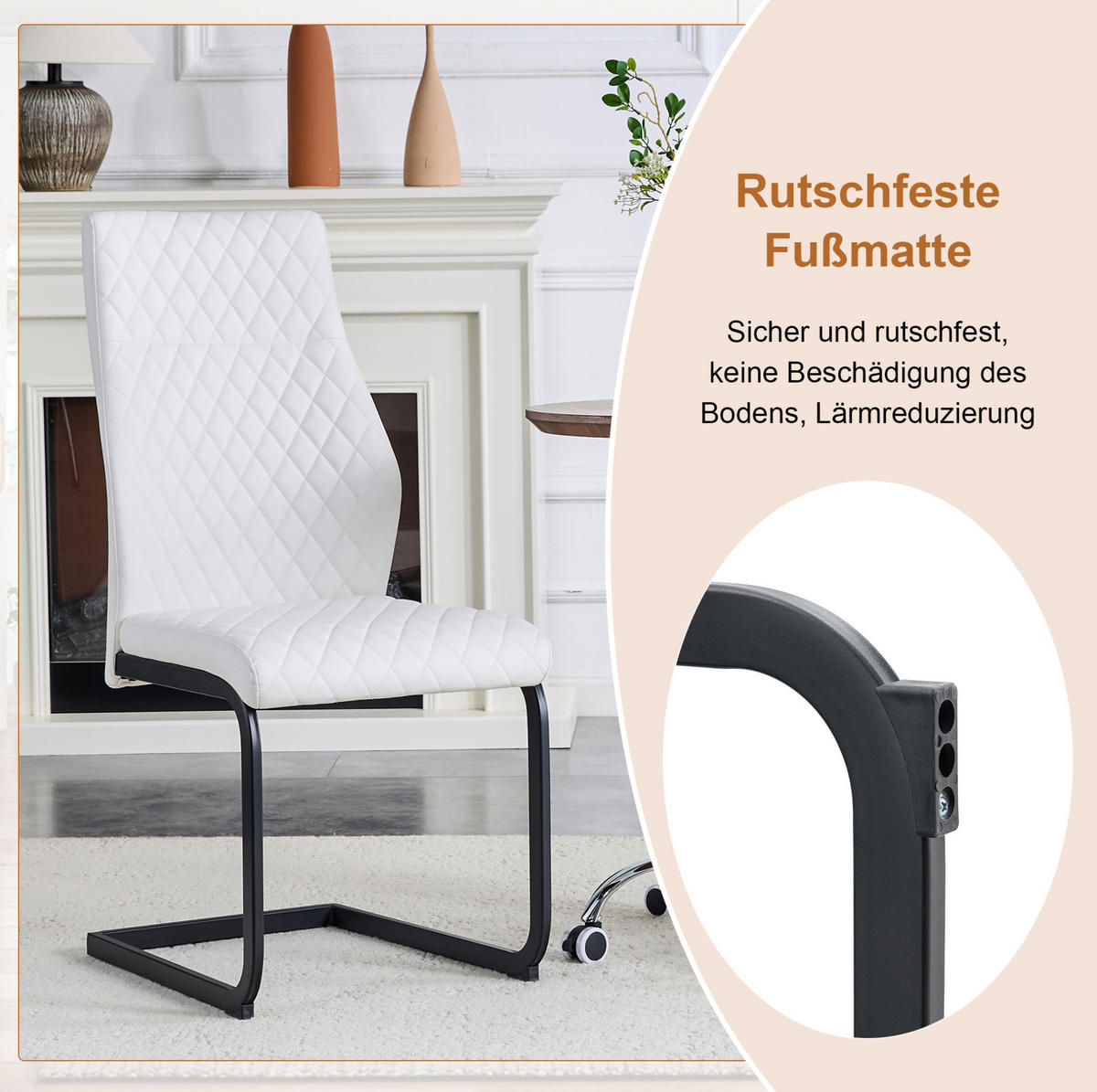 TISCH-STUHL-SET mit Glastisch und 2 Stühlen Schwarz Weiß - Schwarz, Metall (85/76/85cm) - Meubliv