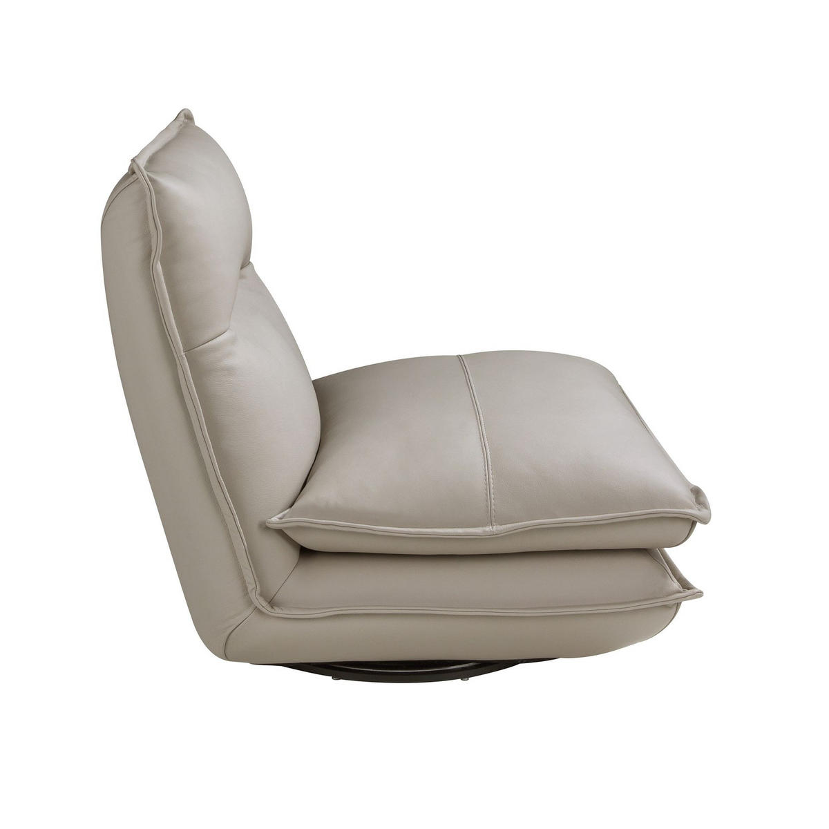 DREHSESSEL Modell 5244, taupegraues Rindsleder, schwarzer Edelstahl - Taupe/Greige, Leder/Metall (88/93/93cm) - ANGEL CERDA