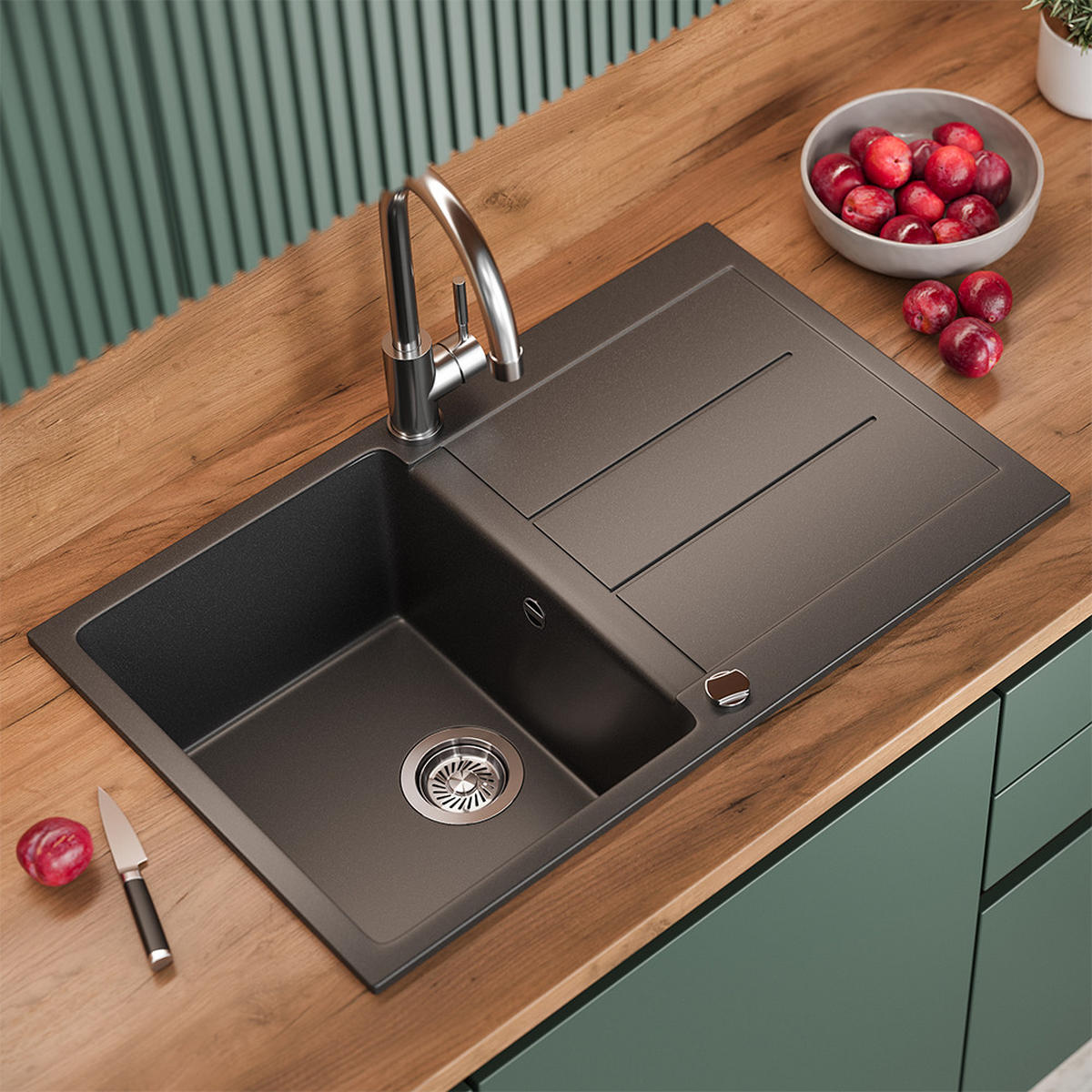 SPÜLBECKEN Kapstadt Schwarz 78 x 50 cm - Schwarz, Keramik (78/20/50cm) - Bergstroem