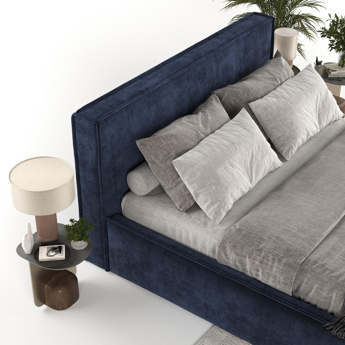 POLSTERBETT Sato mit Stauraum 120/200 cm Marineblau im Terra NW Stoff - Schwarz/Naturfarben, Holz/Holzwerkstoff (120/200cm) - AltaBeds