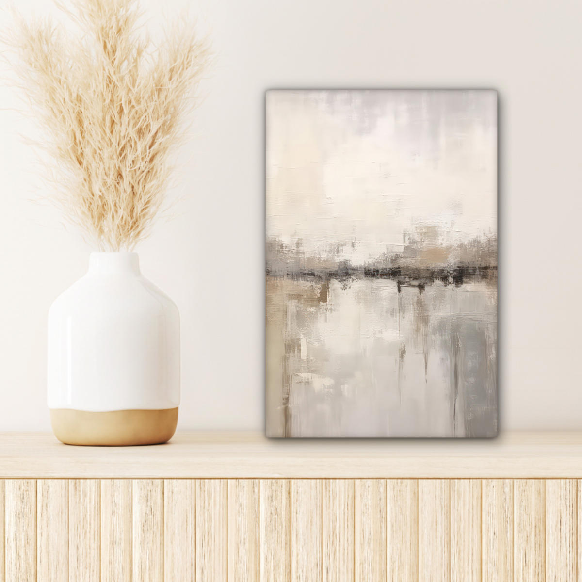 LEINWANDBILD Moderne Kunst - Abstrakt - Beige 20x30 cm - Beige, Textil (20/30cm) - MuchoWow