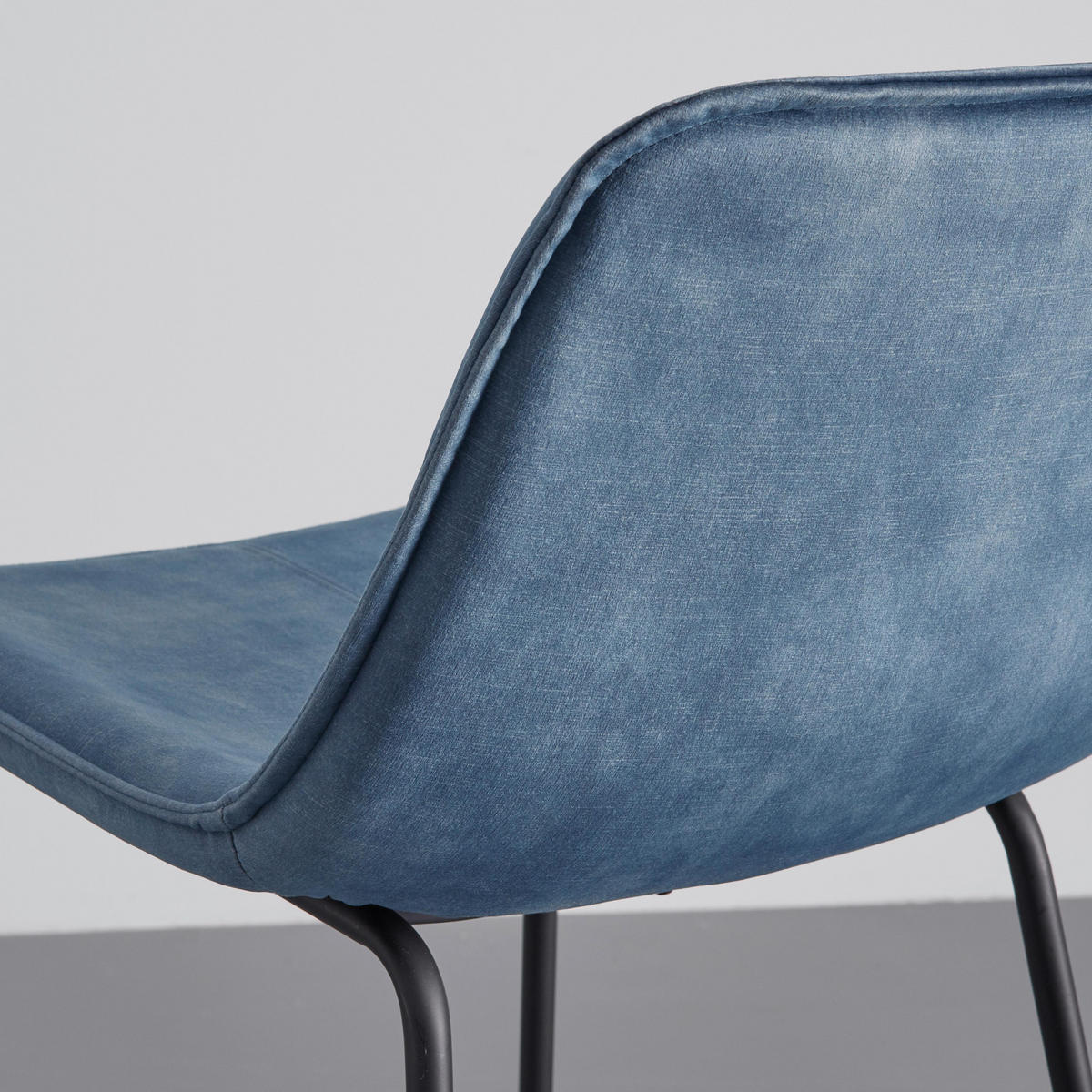 BARHOCKER Nery Blau Samt Gepolstert - Blau, Holz (48/103.2/57cm) - Bessagi Home