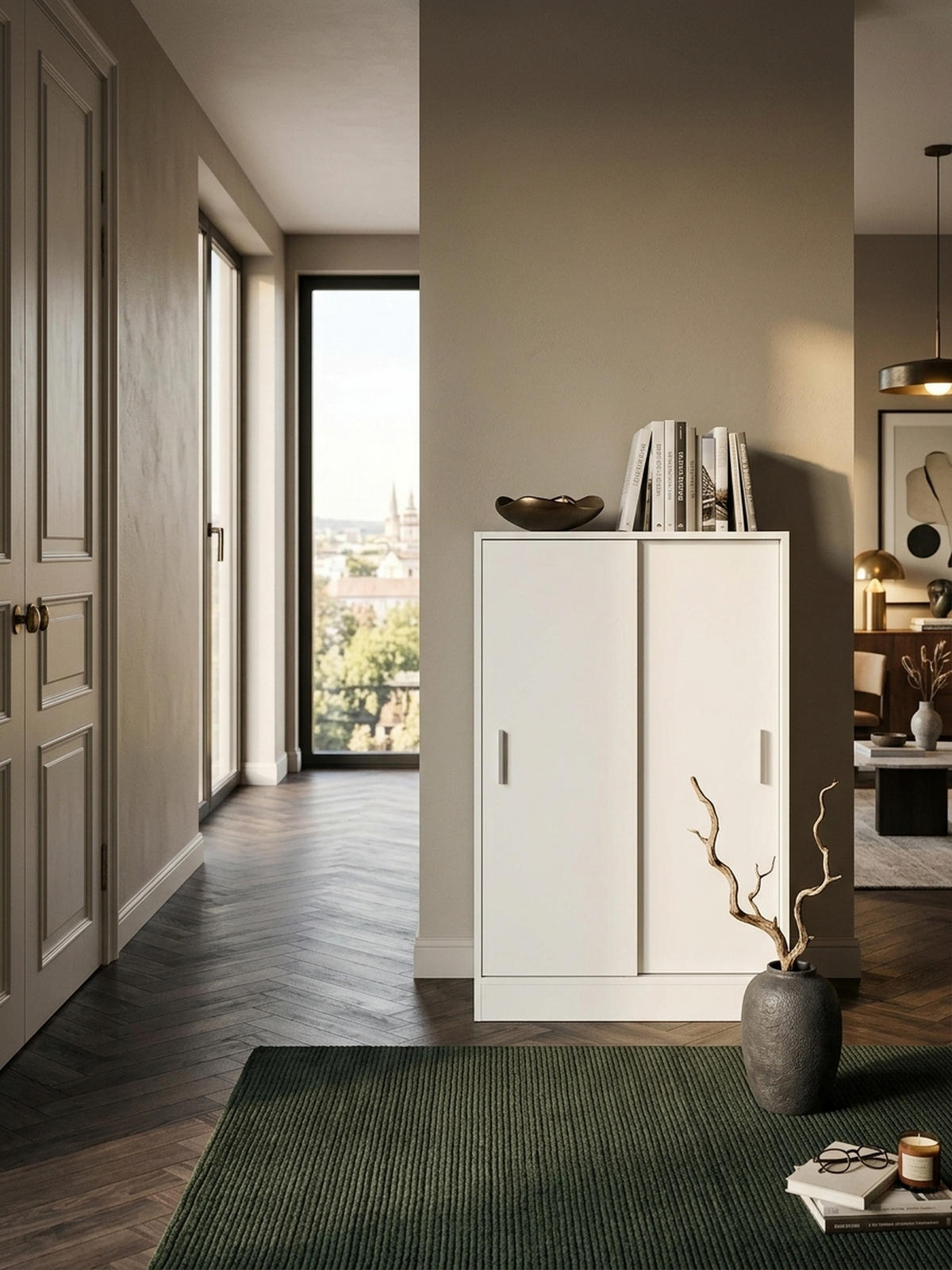 AKTENSCHRANK – Holz, Weiß, 60x107,5x28,5 cm, wasserabweisend & kratzfest, modern - Weiß, Holz/Metall (60/108/29cm) - KADIMA DESIGN