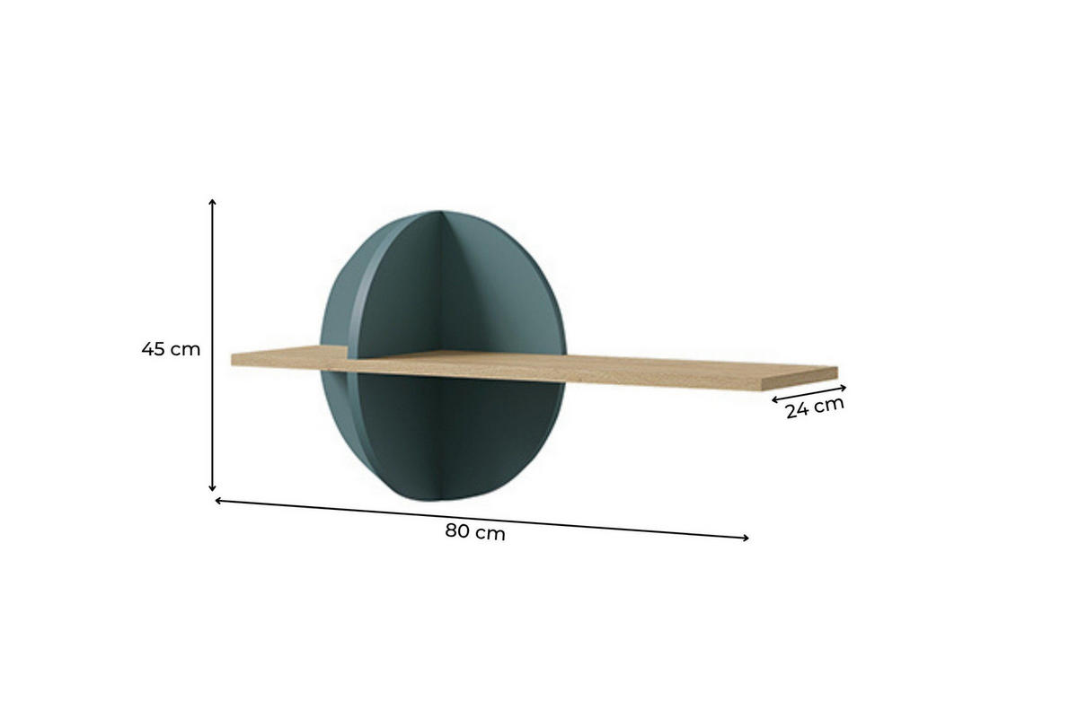 WANDREGAL LEXO 16 80/45/24 cm in Eiche Cremona/Meeresblau - Blau/Eichefarben, Holzwerkstoff (80/45/24cm) - Deine Möbel 24