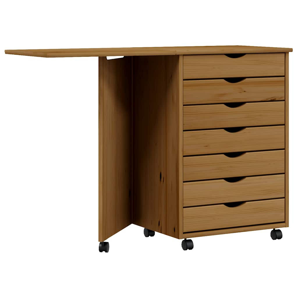 ROLLSCHRANK MIT SCHREIBTISCH MOSS HONIGBRAUN MASSIVHOLZ KIEFER - Braun, Holz (39/74.5/105.5cm) - vidaXL
