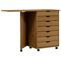 ROLLSCHRANK MIT SCHREIBTISCH MOSS HONIGBRAUN MASSIVHOLZ KIEFER - Braun, Holz (39/74.5/105.5cm) - vidaXL