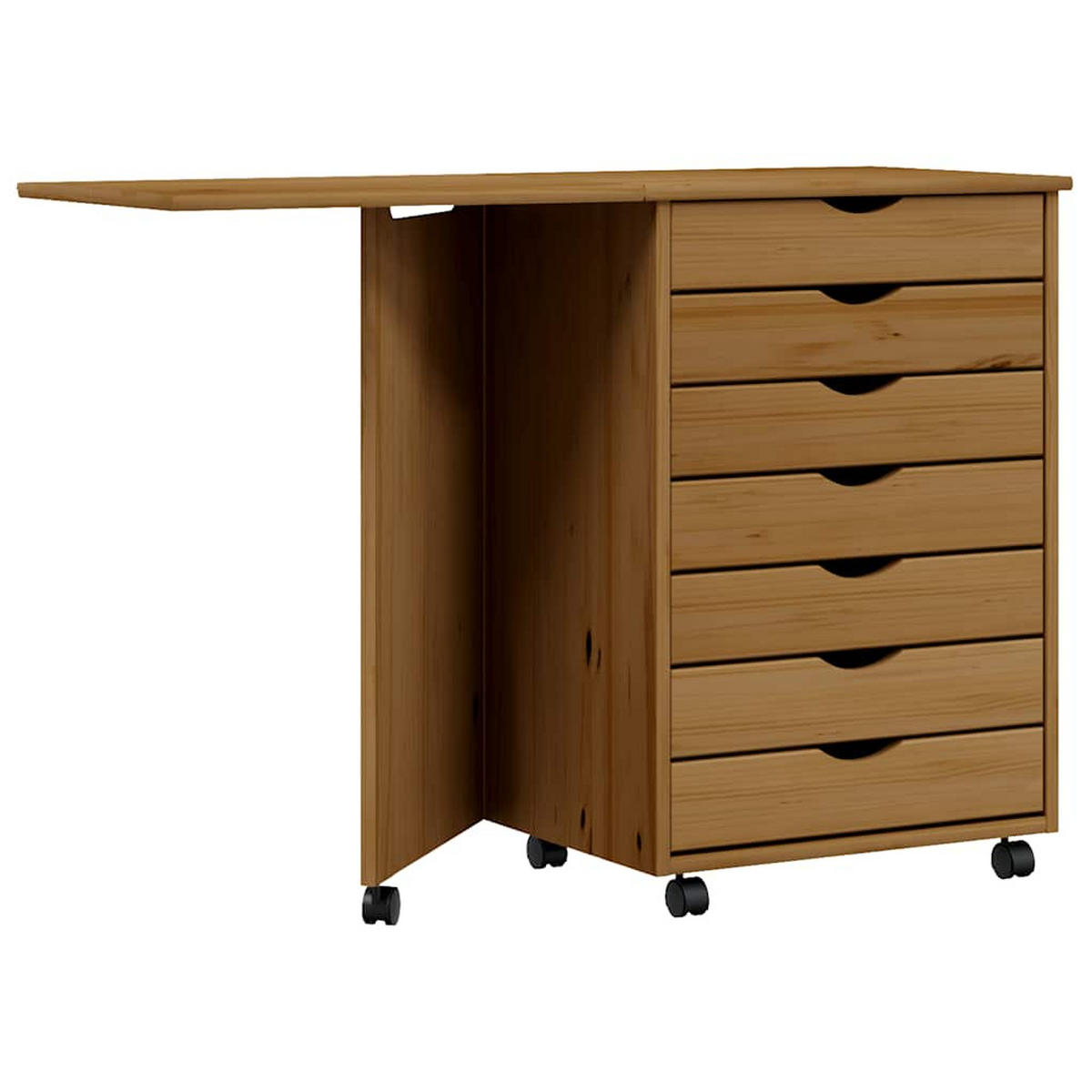 ROLLSCHRANK MIT SCHREIBTISCH MOSS HONIGBRAUN MASSIVHOLZ KIEFER - Braun, Holz (39/74.5/105.5cm) - vidaXL
