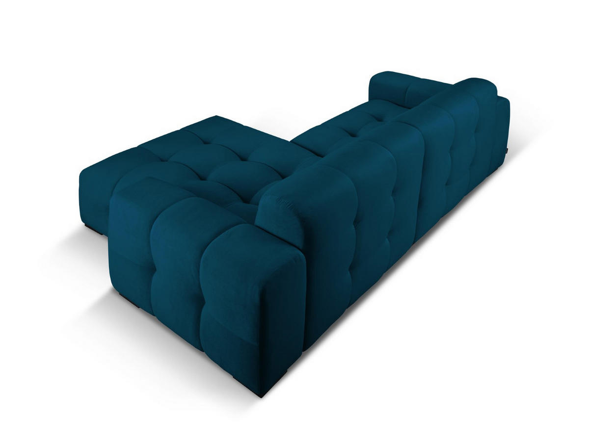 ECKSOFA rechts Kendal aus Samt marineblau 4 Sitzplätze - Blau, Textil (173/256cm) - Micadoni