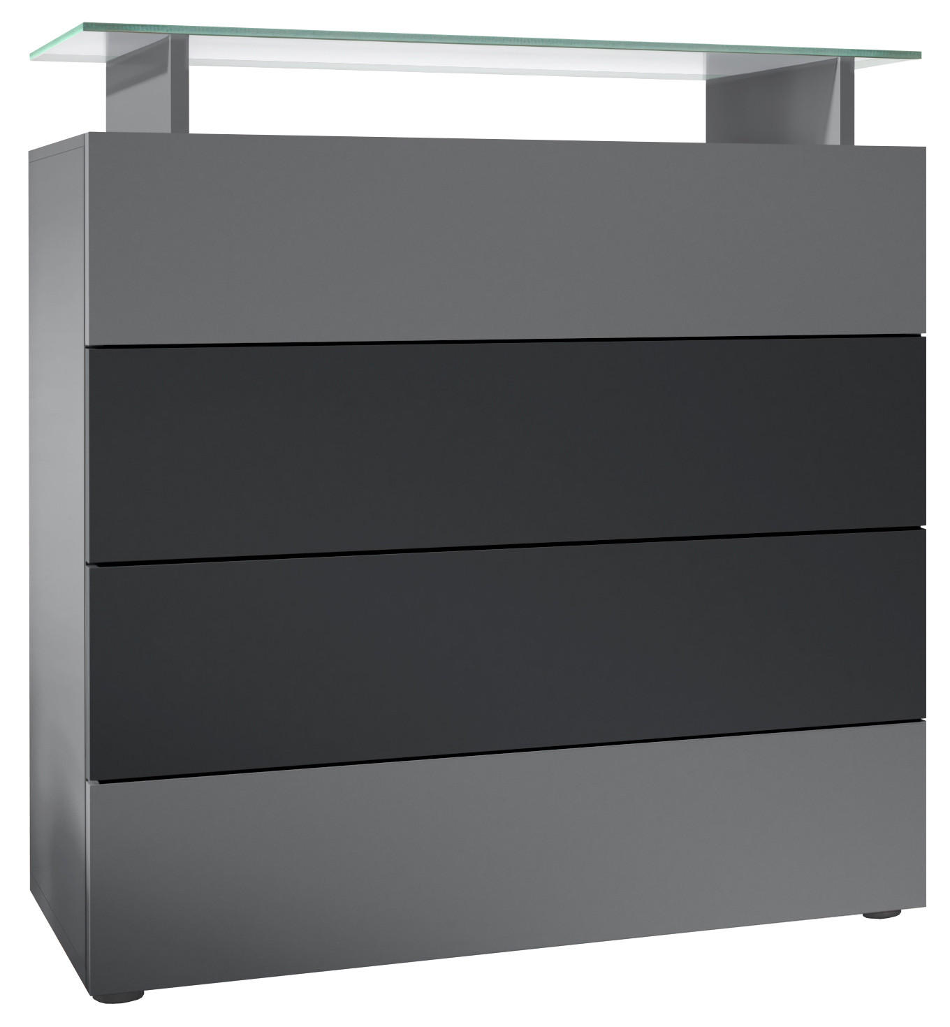 KOMMODE Pavos Anthrazit matt / Schwarz matt - Anthrazit/Schwarz, Holzwerkstoff (76/80/33cm) - Vladon