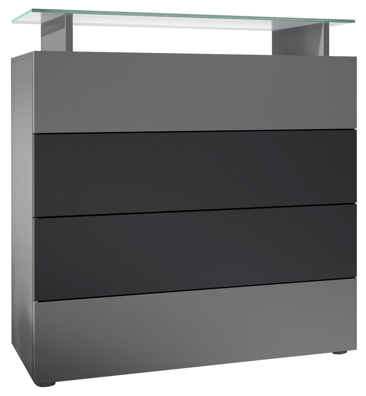 KOMMODE Pavos Anthrazit matt / Schwarz matt - Anthrazit/Schwarz, Holzwerkstoff (76/80/33cm) - Vladon