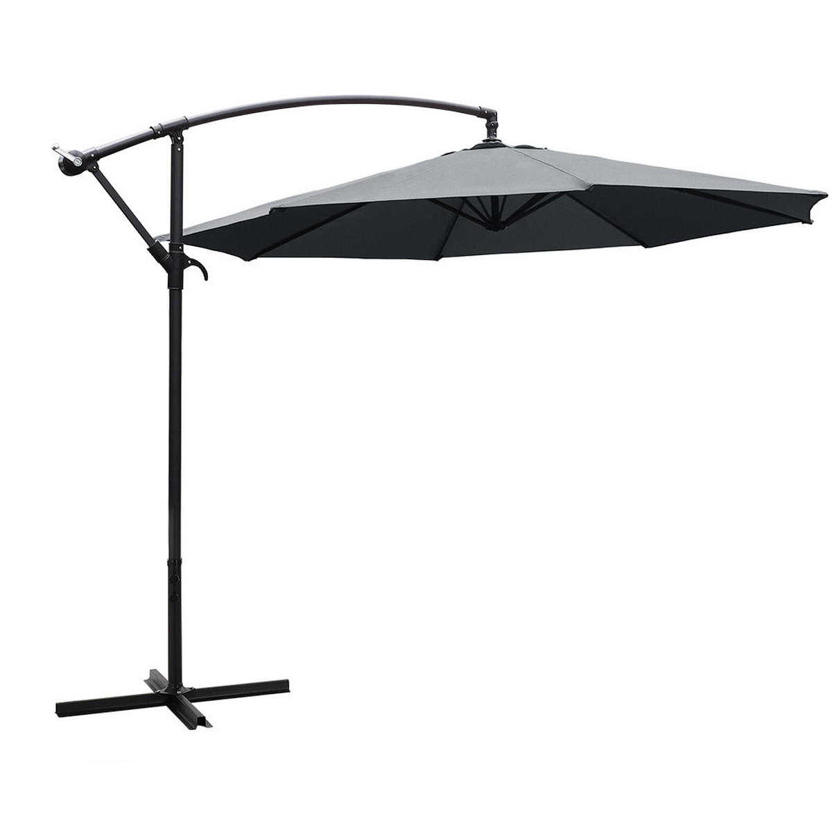 AMPELSCHIRM mit den Kreuzständer aus Polyester Metall in Dunkelgrau drehbar 360° neigbar 60° 3 x 2.6m - Dunkelgrau, Metall (300/240cm) - Livingandhome