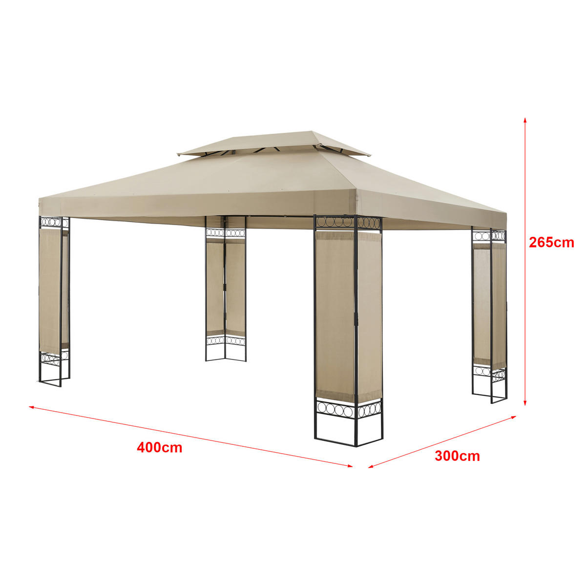 PAVILLON Lanciano - Beige, Textil/Metall (400/265/300cm) - [en.casa]