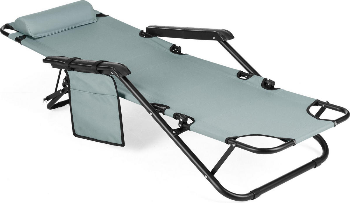 GARTEN-RELAXSESSEL bis 150 kg, Klappbar - Grau, Textil (61/31/153cm) - Outtec