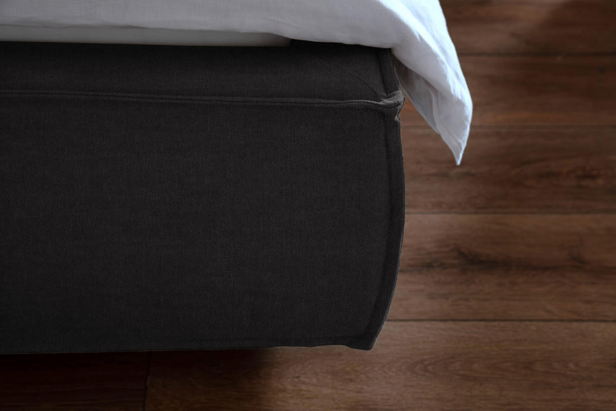 POLSTERBETT CARLO Schwarz Massivholz - Schwarz, Textil (200/200cm) - KAWOLA