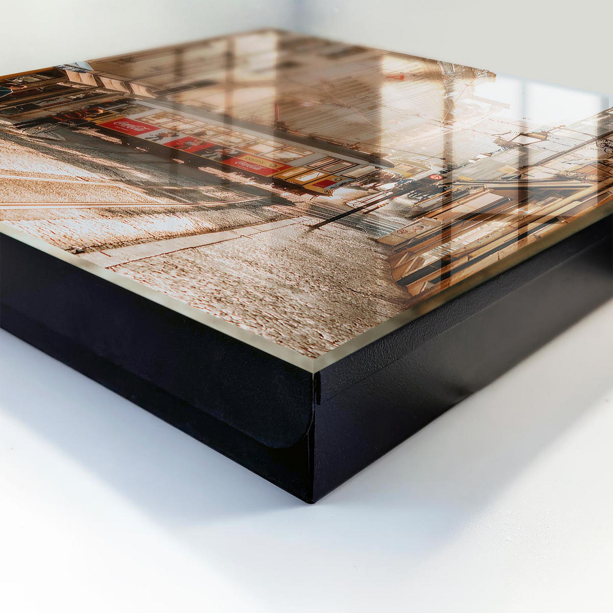 SCHLÜSSELBOX Schwarz 30x30 cm- Türöffnung nach rechts - Stadtmorgen - Beige, Metall (30/30/5cm) - TULUP