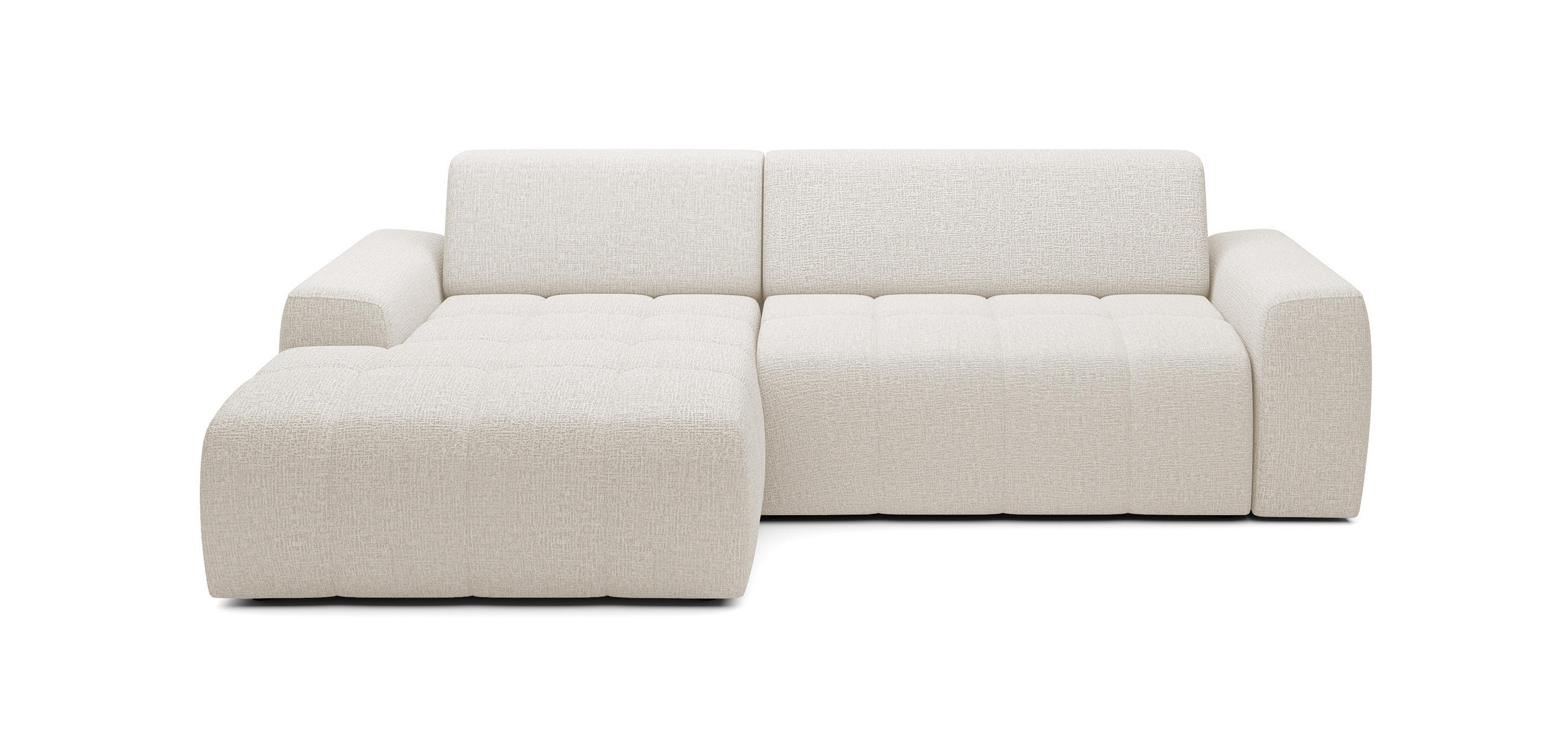 ECKSOFA Savio Freistehend, Mit Abriebfestem Kansas-Stoff, Maße 265x172x81cm, Ausziehbare Sitzfläche 206x92cm, Linke, Helles Beige - Ecru, Holz/Textil (172/265cm) - DomoHome