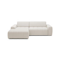 ECKSOFA Savio Freistehend, Mit Abriebfestem Kansas-Stoff, Maße 265x172x81cm, Ausziehbare Sitzfläche 206x92cm, Linke, Helles Beige - Ecru, Holz/Textil (172/265cm) - DomoHome