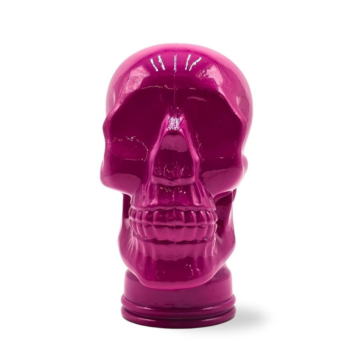 KOPFHÖRERSTÄNDER TOTENKOPF Glas OP2 pink - Pink, Glas (19/26/19cm) - DESIGN DELIGHTS