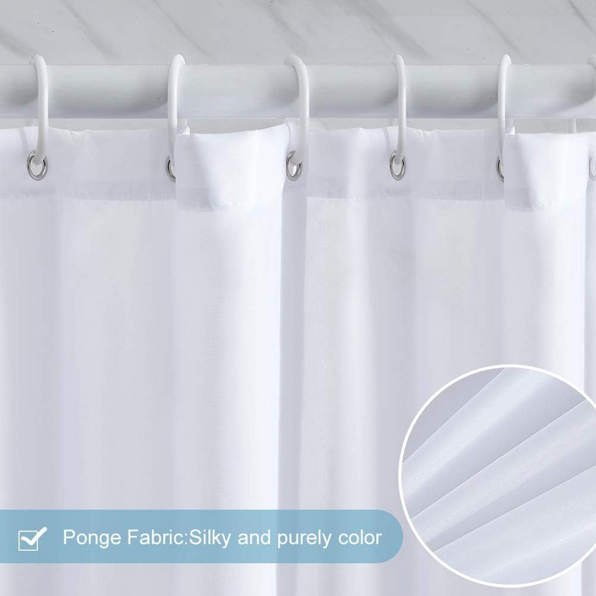 DUSCHVORHANG Weiß Polyester wasserdicht waschbar schimmelresistent mit Haken - Weiß, Kunststoff (240/200cm) - MCBOSON